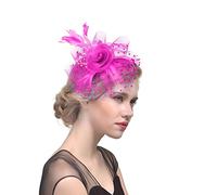 KFGISD, Fascinators Femmes Fleur Maille Rubans Plumes Chapeau Coiffe Ou Un Clip Cocktail Thé Fête Chapeaux,Chapeau cocktail(D)