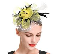 KFGISD, Fascinators Femmes Fleur Maille Rubans Plumes Chapeau Coiffe Ou Un Clip Cocktail Thé Fête Chapeaux,Chapeau cocktail(S)