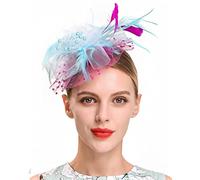 KFGISD, Fascinators Femmes Fleur Maille Rubans Plumes Chapeau Coiffe Ou Un Clip Cocktail Thé Fête Chapeaux,Chapeau cocktail(Q)