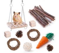 KFGISD, Jouet for Hamster, Ensemble de Jouets for Hamster, Lapin, Animal de Compagnie, Cochon d'Inde, Perroquet, Jeu molaire, Fournitures en Bois, 1 Ensemble 11,Jouets pour Hamsters(5)