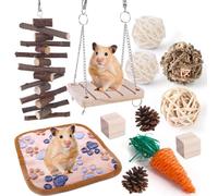 KFGISD, Jouet for Hamster, Ensemble de Jouets for Hamster, Lapin, Animal de Compagnie, Cochon d'Inde, Perroquet, Jeu molaire, Fournitures en Bois, 1 Ensemble 11,Jouets pour Hamsters(13)