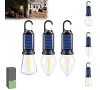 KFGISD, Lampe de Camping Solaire Rechargeable à Crochet, Lampe de Camping Solaire Rechargeable à Crochet, Lampe de Tente extérieure Vintage ，Lampe de Camping(3pcs E)