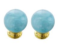 KFGISD, Lot de 2 poignées de tiroir rondes en plastique à trou unique, 3 x 3,9 cm, bleu ，Poignées en cristal(Blue)