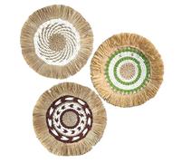 KFGISD, Lot de 3 paniers muraux tissés en jonc de mer, Dessous de Plat bohème, Assiettes décoratives tissées en jonc de mer for Salon et Chambre à Coucher,Décorations en rotin(A2)