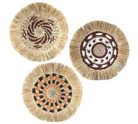KFGISD, Lot de 3 paniers muraux tissés en jonc de mer, Dessous de Plat bohème, Assiettes décoratives tissées en jonc de mer for Salon et Chambre à Coucher,Décorations en rotin(A3)