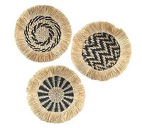 KFGISD, Lot de 3 paniers muraux tissés en jonc de mer, Dessous de Plat bohème, Assiettes décoratives tissées en jonc de mer for Salon et Chambre à Coucher,Décorations en rotin(A1)