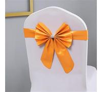 KFGISD, Nœud de Chaise de Mariage personnalisé avec nom des mariés et de la mariée, avec Boucle coulissante, nœud de Chaise personnalisé ，Noeuds pour Housses de Chaise(Oranje)