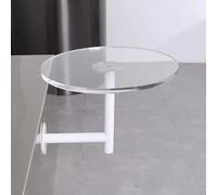 KFGISD, Petite Table Ronde Murale en Acrylique de 15,8 Pouces, Table d'appoint Moderne for Bar, Cocktail, café, collation, Boisson,Comptoir de Bar Circulaire Mural(White Iron+Transparent Acrylic)