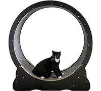 KFGISD, Roue d'exercice en Bois Naturel for Chats d'intérieur, verrou de sécurité, Tapis Roulant for Animaux de Compagnie,Tapis Roulant pour Animaux(Black,L)
