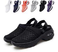 KFGJ Sabots Mules Respirant, Sandales de Marche Respirantes pour Femmes, Sandales orthopédiques, Chaussures décontractées Respirantes à Coussin d'air, Sandales de Sport en Maille (NAUXIU) 38 Noir