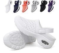 KFGJ Sabots Mules Respirant, Sandales de Marche Respirantes pour Femmes, Sandales orthopédiques, Chaussures décontractées Respirantes à Coussin d'air, Sandales de Sport en Maille (NAUXIU) 35 Blanc