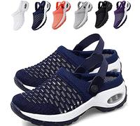 KFGJ Sabots Mules Respirant, Sandales de Marche Respirantes pour Femmes, Sandales orthopédiques, Chaussures décontractées Respirantes à Coussin d'air, Sandales de Sport en Maille (NAUXIU) 38 Bleu