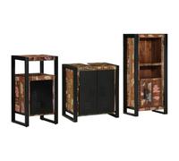 KFGWERSTY Ensemble de meubles de salle de bain 55 x 35 x 60 cm 3 pièces | Armoire murale en bois massif recyclé, 6 tiroirs et 4 portes, pour petite salle de bain, poids de 53 kg