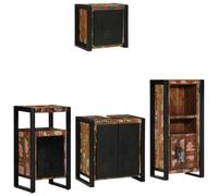 KFGWERSTY Ensemble de meubles de salle de bain 55 x 35 x 60 cm 4 pièces | Bois massif recyclé, 8 tiroirs et 5 portes, pour petites et grandes salles de bain, montage mural, 63,05 kg