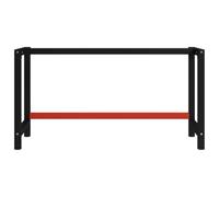 KFGWERSTY Structure d'établi en métal - 150 x 57 x 79 cm - Noir et rouge | Métal revêtu par pulvérisation, trous pré-percés pour les plateaux de table, barres renforcées en haut et en bas