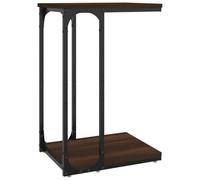 KFGWERSTY Table d'appoint 40 x 30 x 60 cm, bois et acier, marron | Forme de C pour canapé et lit, cadre en acier, espace de rangement pour magazines, notice de montage incluse, peu encombrant