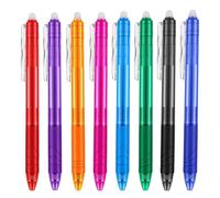 KFHENSOMR Lot de 8 stylos à encre gel rétractables effaçables à pointe fine de 0,5 mm, prise en main confortable, couleurs assorties, pour faire disparaître les erreurs pour le dessin et les