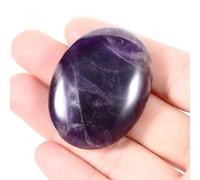 KFHENSOMR Pierre d'améthyste ovale polie de 1,85 pouces - Palmier - Pierres précieuses de massage - Guérison Reiki - Pierre d'énergie pour l'anxiété - Soulage le stress - Décoration de la maison