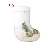 Kfjghhl Ananas On The Summer Beach Grande chaussette de Noël Motif bonhomme de neige Imprimé Chaussettes de Noël à suspendre Décorations d'intérieur