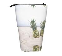 Kfjghhl Ananas On The Summer Beach Trousse à crayons pour fille Grand support léger Étudiants Adultes Garçons Cadeau Enfant Crayon debout