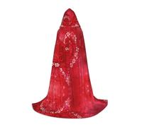 Kfjghhl Cape à capuche longue pour la Saint-Valentin avec cœur rouge et fleur pour adolescent, enfant, costume de sorcière, costume d'Halloween pour femmes et hommes, 88,9 à 140 cm