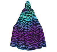 Kfjghhl Cape à capuche pour Halloween, cosplay, violet, bleu, vert, camouflage, rayures zébrées, dorées, longue