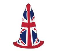 Kfjghhl Cape longue à capuche avec drapeau du Royaume-Uni pour adolescents et enfants, costume de sorcière, costume d'Halloween pour femmes et hommes, 88,9 à 140 cm
