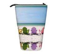 Kfjghhl Chairs Beside The Blue Sea Sky Trousse à crayons pour fille Grand support léger Étudiants Adultes Garçons Cadeau Enfant Crayon debout