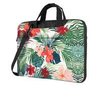 Kfjghhl Classique Végétation Feuilles Avec Fleurs Hibiscus Sac Ordinateur Portable Mallette Pad Compartiment Notebook Élégant Sac D'affaires Bureau Séparé, Noir , 13 inch