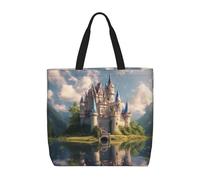 Kfjghhl Dream-Like Fairy Tale Castle03 Sac fourre-tout grande capacité à main épaule fermeture éclair femme fille magasin travail université quotidien