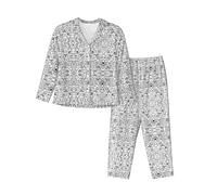 Kfjghhl Ensemble de pyjama élégant à motif foule de pingouins pour femme - Doux - Deux pièces - Haut à manches longues - Pantalon à carreaux - Poches, Noir , XXL