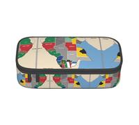 Kfjghhl Grande trousse à crayons avec compartiments à fermeture éclair pour filles et garçons Motif carte du Soudan du Sud