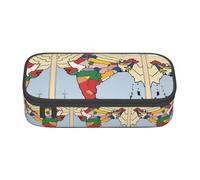 Kfjghhl Grande trousse à crayons avec compartiments à fermeture éclair pour filles et garçons Motif carte du Sultanat de Delhi