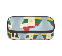 Kfjghhl Grande trousse à crayons avec drapeau du Sénégal et étoile jaune pour filles et garçons - Grande capacité - Compartiments à fermeture éclair