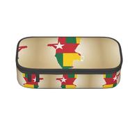 Kfjghhl Grande trousse à crayons avec drapeau du Togo avec une étoile blanche - Grande trousse à crayons - Grande capacité - Compartiments à fermeture éclair