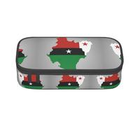 Kfjghhl Grande trousse à crayons avec motif drapeau Sao Tomé et Principe Map01 - Pour filles et garçons - Grande capacité - Compartiments à fermeture éclair