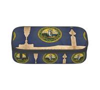 Kfjghhl Grande trousse à crayons motif drapeau de l'Oregon abstrait Map03 pour filles et garçons - Grande capacité - Compartiments à fermeture éclair