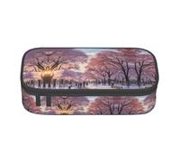 Kfjghhl Grande trousse à crayons Snow Falling in The Park pour filles et garçons - Grande capacité - Compartiments à fermeture éclair