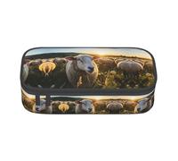 Kfjghhl Grande trousse à crayons Sunset Pasture 3 pour filles et garçons avec compartiments à fermeture éclair