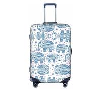 Kfjghhl Housse de bagage lavable motif éléphant bohème pour valise de 45,7 à 81,3 cm, blanc, L
