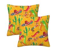 Kfjghhl Housse de coussin carrée décorative avec chapeau de cactus et piment - 4 tailles