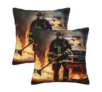 Kfjghhl Housse de coussin carrée motif pompier pompier - 45/50 cm