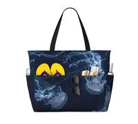 Kfjghhl Jellyfish In Deep Ocean Sac fourre-tout de grande capacité pour femme avec poches pour ordinateur portable Sac à main de travail pour adulte Gym