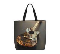 Kfjghhl Joli sac fourre-tout pour guitare, grande capacité, fermeture éclair, pour femme, fille, magasin, travail, université, quotidien