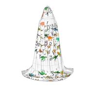 Kfjghhl Longue cape à capuche élégante et d'apprentissage des lettres de l'alphabet avec dinosaures pour adolescents et enfants, costume de sorcière, costume d'Halloween pour femmes et hommes, 88,9 à