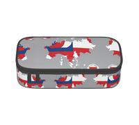 Kfjghhl Map01 Grande trousse à crayons Motif drapeau de la République tchèque Pour filles et garçons Avec compartiments à fermeture éclair