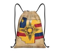 Kfjghhl Map01 Sac à dos avec cordon de serrage Motif drapeau du Nouveau-Mexique, Noir , M, Vacances