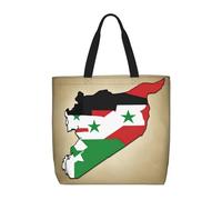 Kfjghhl Map01 Sac fourre-tout grande capacité avec fermeture éclair pour femme Motif drapeau de la République arabe syrienne