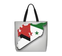 Kfjghhl Map04 Sac fourre-tout grande capacité avec fermeture éclair pour femme Motif drapeau de la République arabe syrienne