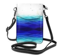 Kfjghhl Petit sac à bandoulière léger en cuir végétalien pour femme Motif vagues de l'océan Voilier avec oiseaux